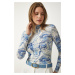 Happiness İstanbul Women's Blue Patterned Soft Textured Knitted Blouse