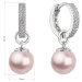Stříbrné visací náušnice kroužky s růžovou perlou 31298.3