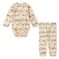 Kojenecká sada Konges Sløjd BASIC BODY/PANTS SET GOTS béžová barva, KS101888