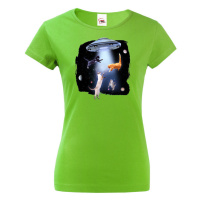 Vtipné dámské tričko s potiskem Ufo a koček - tričko pro milovníky koček