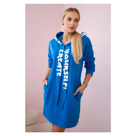 Kesi Oversize džínové šaty s kapucí Barva: Růžová
