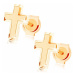 Zlaté náušnice 585 - malý latinský křížek, kombinace lesklého a matného povrchu