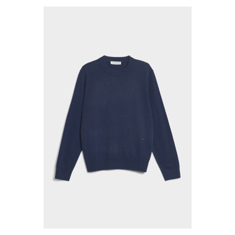 Svetr trussardi sweater roundneck cashmere blend modrá