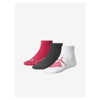 Sada tří párů ponožek v tmavě růžové, šedé a bílé barvě Puma