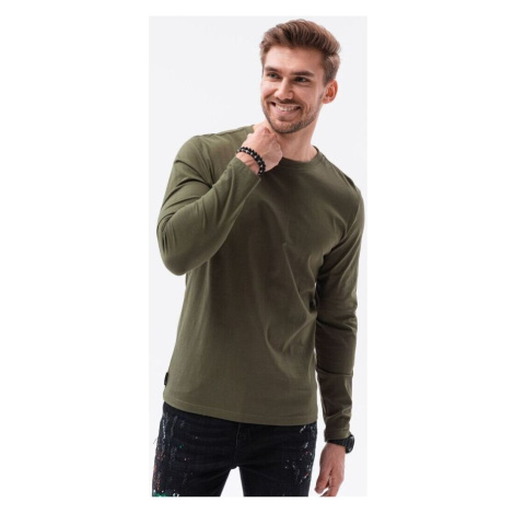 Ombre Pánské basic tričko s dlouhým rukávem Hippolyt Zelená