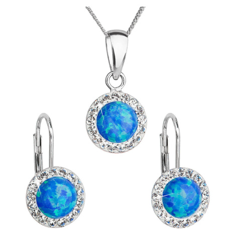 Evolution Group Třpytivá souprava šperků s krystaly Preciosa 39160.1 & blue s.opal (náušnice, ře