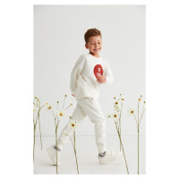 GRIMELANGE Brodiye Boy's Relaxed Pattern Printed Ecru Tracksuit Set