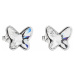Stříbrné náušnice pecka s krystaly Swarovski bílý motýl 31251.1