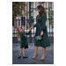 Set šatů s páskem pro maminku a dceru - tmavě zelená