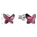 Náušnice bižuterie se Swarovski krystaly fialový motýl 51048.3