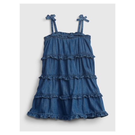 GAP Dětské šaty denim tiered dress - Holky