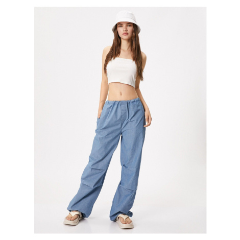 Koton Jeans Parachute Trousers with Elastic Waist with Pajamas, Cotton