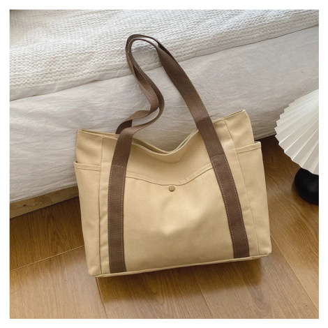 Dámská plátěná taška přes rameno – vícekapsová shopperka