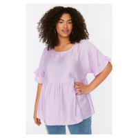 Trendyol Curve Lilac Knitted Ruffle Blouse