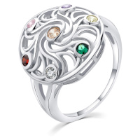 MOISS Hravý stříbrný prsten s barevnými zirkony R00021