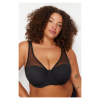 Trendyol Curve Black Silvery Mesh Covered Bra