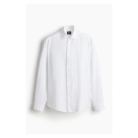 H & M - Lněná košile Slim Fit - bílá