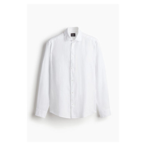 H & M - Lněná košile Slim Fit - bílá H&M