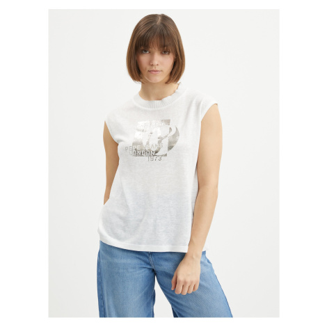 Bílé dámské tričko s potiskem Pepe Jeans Avis - Dámské