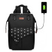Kono Přebalovací batoh na kočárek Polka s USB portem - černý s puntíky