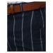 Pánské tmavě modré pruhované kalhoty Pruhovaný vzor