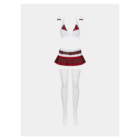 Bílo-červený dámský kostým Obsessive Schooly
