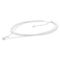 Gaura Pearls Luxusní dvojitý perlový náhrdelník Antonia - stříbro 925/1000 SK22272N 46 cm Bílá