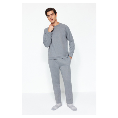 Trendyol Dark Gray Regular Fit Knitted Pajamas Set