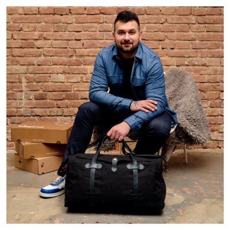 Bagind Putuy Misty - unisex cestovní taška látková s koženými detaily černá, ruční výroba, český