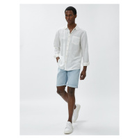 Koton Denim Shorts with Fold Detail Pockets and Buttons Cotton