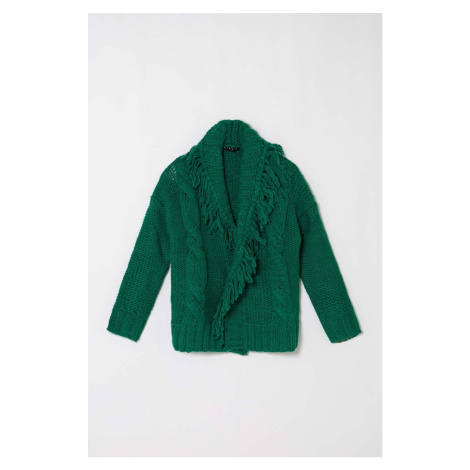 Dětský kardigan s příměsí vlny Sisley zelená barva