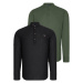 DOUBLE SET G783 DEWBERRY JUDGE COLLAR SHIRT-BLACK-KHAKI