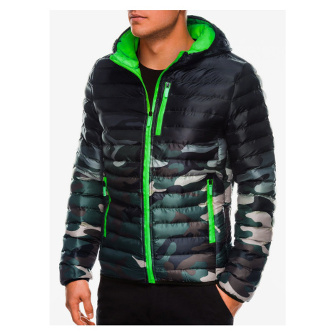 Men's mid-season quilted jacket C319 - green/camo Ombre