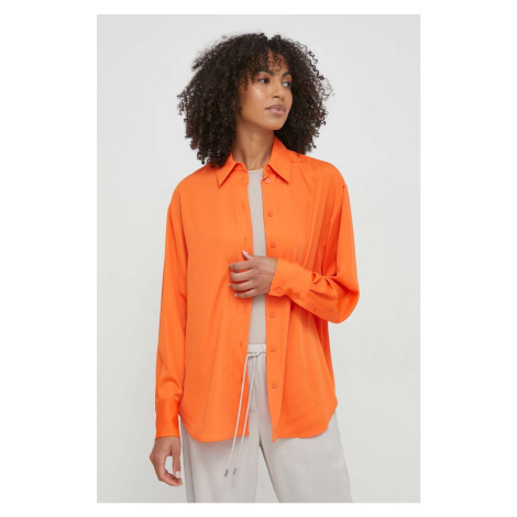 Košile Calvin Klein dámská, oranžová barva, relaxed, s klasickým límcem, K20K206777