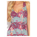Volné letní šaty s výstřihem Numoco - růžové a modré mandaly