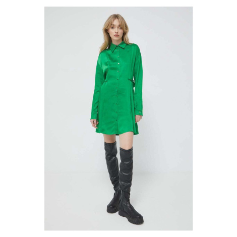 Šaty HUGO zelená barva, mini Hugo Boss