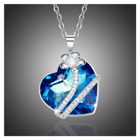 Éternelle Exkluzivní náhrdelník Swarovski Elements Isabel - srdíčko NH2001 Tmavě modrá 40 cm + 5