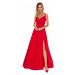 CHIARA - Elegantní červené dámské maxi šaty na ramínkách 299-1