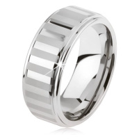 Wolframový prsten stříbrné barvy, lesklé a matné pásky