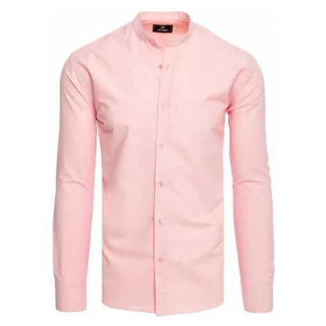 Růžová pánská košile bez límečku