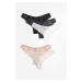 H & M - Krajkové kalhotky Brazilian 5 kusů - růžová