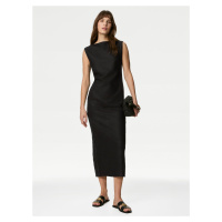 Černé dámské midi šaty s podílem lnu Marks & Spencer