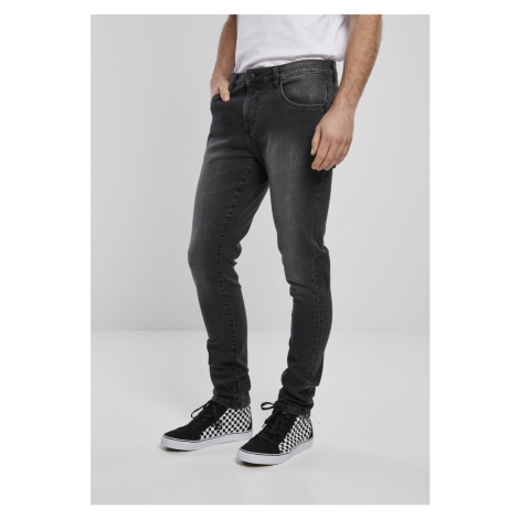 Slim Fit Zip Jeans pravé černé seprané