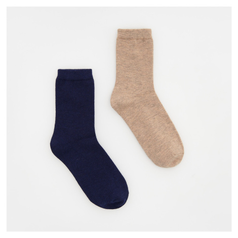 Reserved - Sada 2 párů ponožek s vysokým podílem bavlny - Béžová