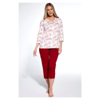 Dámské pyžamo Cornette Adela - třičtvrteční Světle růžová