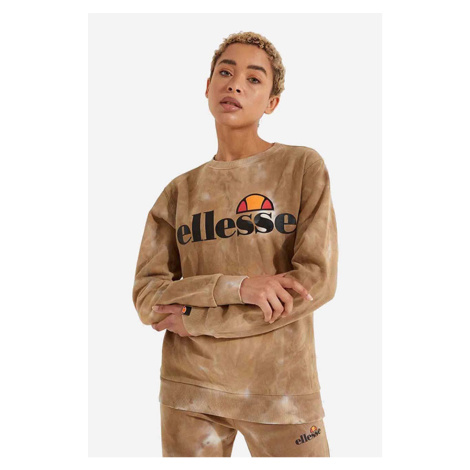 Mikina Ellesse Agata Tie Dye dámská, hnědá barva, vzorovaná, SGK11290-BROWN