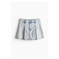 H & M - Skládaná džínová minisukně - tyrkysová