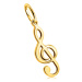 Zlatý 9K přívěsek - hudební motiv, houslový klíč, hladký a lesklý povrch