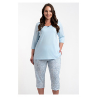 Dámské pyžamo Italian Fashion Salli - třičtvrteční bavlněné Světle modrá