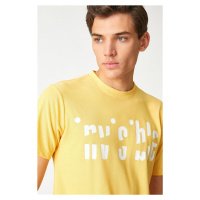 Koton 3sam10292hk 151 Yellow Men's Cotton Jersey Short Sleeved T-shirt.